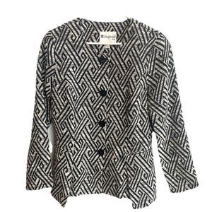 Vtg Inspired Style Jacket Blazer 8 Brown Geometric Maze Old Money Quiet Luxury